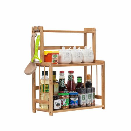 YAOUDA 3-Tier Standing Spice Rack Kitchen Counter Top Storage Organizer with Knife HoldA