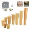 4pcs Oak Wooden Furniture Leg Feet 6-70cm With Iron Plate For Sofa Table Chair Stool15cm