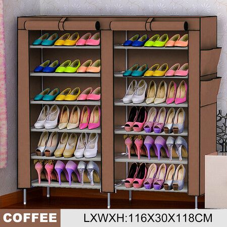 Double Row Non-woven Fabric Shoe Rack Folding Shoe Cabinets in Living RoomType A