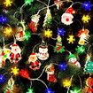 Christmas Led Light Snowman Santa Claus String Light, Candy Cane,Santa Claus,Crutches Socks,Christmas Ornament Lights Battery Outdoor Indoor Christmas Tree Decorations