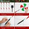 Christmas Solar Lollipop Path Lights with 8 Flashing Lighting Modes Candy Cane Waterproof Indoor Outdoor Pathway Lights for Christmas Garden Walkway Decoration (Red White Green)