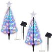 2 Pack Spiral Solar Christmas Trees with Lights, 19 Inch Outdoor Lighted Christmas Path Markers with Colorful Lights, Waterproof Christmas Decorations