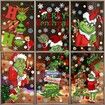 9 Sheets Grinch Christmas Decorations Window Clings, 102pcs Christmas Window Stickers for  Home School