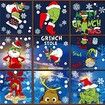 Grinch Window Clings Christmas Decals, 9 Sheet Grinch Window Decorations Double-Side Grinch Snowflakes Sticker for Office Home