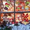 Grinch Window Clings Christmas Decals, 9 Sheet Grinch Window Decorations Double-Side Grinch Snowflakes Sticker for Office Home