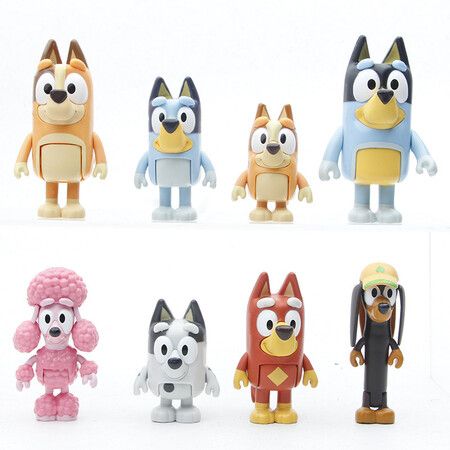 8 PCS Wolfs-Bluey Figures Toys Playset, Wolves-Bluey Action Figurines  Family and Friends Set; Bingo, Bandit, Chilli, Coco, Snickers, Rusty and  Muffin