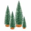 Bottle Brush Christmas Trees Mini Christmas Trees Small Christmas Trees Mini Pine Trees Desktop Miniature Christmas Trees with Snow and Wooden Base for Crafting Decorations (Tree Green 4pcs)