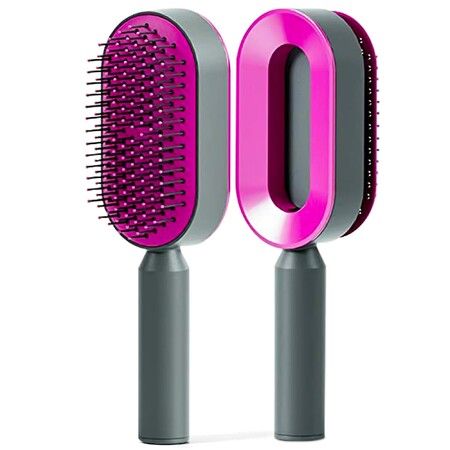 Self Cleaning Hair Brush,3D Air Cushion Massager Brush Airbag Massage Comb Brush, Shaping Comb  Hairdressing Brush (Purple)