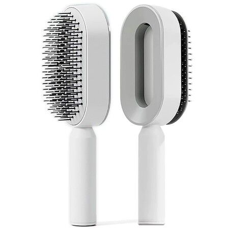 Self Cleaning Hair Brush,3D Air Cushion Massager Brush Airbag Massage Comb Brush, Shaping Comb  Hairdressing Brush (White)