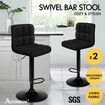 ALFORDSON 2x Bar Stools Ralph Kitchen Swivel Chair Fabric Gas Lift Black