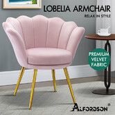 ALFORDSON Armchair Lounge Chair Accent Velvet Seat Sofa Fabric Couch Pink