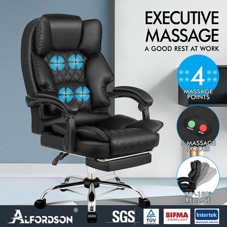 ALFORDSON Massage Office Chair Executive Recliner Gaming Computer Seat Leather