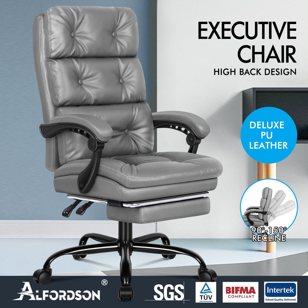 ALFORDSON Office Chair Executive Computer PU Leather Seat Work Recliner Gaming