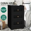 ALFORDSON Bedside Table Hamptons Storage Nightstand Side End Cabinet Black