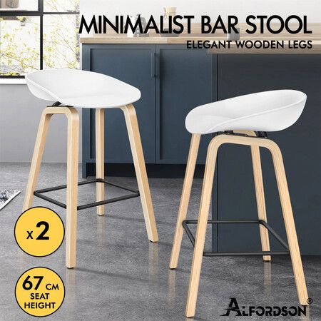 ALFORDSON 2x Kitchen Bar Stools Bar Stool Counter Wooden Chairs White Wade