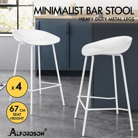 ALFORDSON 4x Kitchen Bar Stools Bar Stool Counter Chairs Metal White Finn