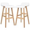 ALFORDSON 2x Wooden Bar Stools Kitchen Dining Chair Leather Samuel WHITE