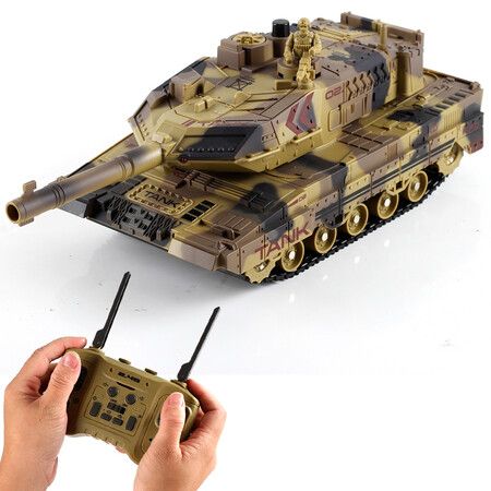 Remote Control Tank for Boys,RC Tank,  Material with Smoke Effect, Lights  Realistic Sounds,1:24 M1A2 Battle Tank Toy,Great Gift Toy for Kids