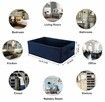 Navy Blue Medium Storage Basket Shelf Low Storage Bin Rectangle Felt Fabric Baskets Storage Bins Organizer Storage Basket