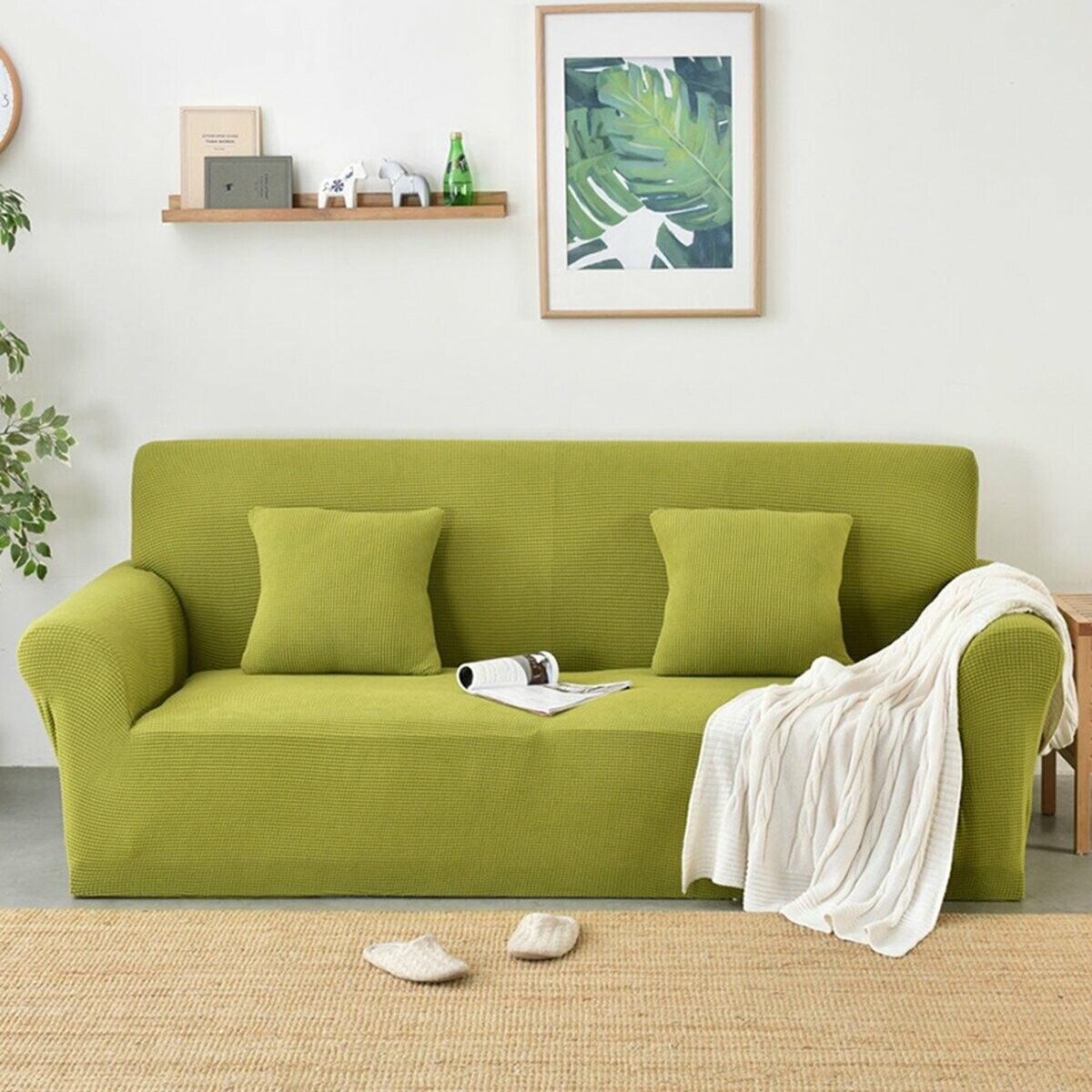 4 Seaters Elastic Sofa Cover Thicken Spandex Polar Fleece Chair Seat Protector Stretch Couch Slipcover Decorations#13