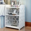 Modern White Flower Bedroom Bedside Table Rack Cabinet Organizer Night Stand Storage BasketsLarge