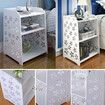 Modern White Flower Bedroom Bedside Table Rack Cabinet Organizer Night Stand Storage BasketsLarge