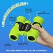 8*21 Magnification Binoculars for Kids, Set with Magnifying Glass And Compass Christmas Toys for Kids(Green)