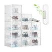 12PCS Plastic Shoe Boxes Clear Stackable Organiser Transparent Storage Containers Sneaker Display Cases Bins Holder Organizer Unit