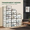 12PCS Plastic Shoe Boxes Clear Organiser Stackable Transparent Storage Display Cases Sneaker Containers Holder Bins Organizer Unit