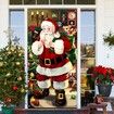 Christmas Door Decoration, Santa Claus Door Cover, Christmas Door Hanging Banner, Santa Claus Background Banner for Home Front Door Christmas Decoration (180*90 CM)