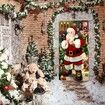 Christmas Door Decoration, Santa Claus Door Cover, Christmas Door Hanging Banner, Santa Claus Background Banner for Home Front Door Christmas Decoration (180*90 CM)