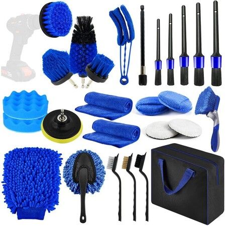 33pcs Car Cleaning Kit Interior Exterior Auto Detailing Wash Drill