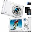 Digital Camera,Auto Focus FHD 4K Vlogging Camera with Dual Camera 48MP 16X Digital Zoom Kids Compact Camera with 32GB Memory Card Portable Point and Shoot Cameras for Teens Beginner Adult,White