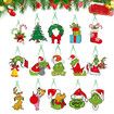 Grinch Christmas Tree Ornaments, 15 Pieces Grinch Paper Christmas Hanging Ornaments for Holiday Decorations