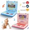 Laptop Educational Learning Computer, Simulator Notebook Toy Intelligence Early Education With Light And Music Child Gift , LCD Screen, Keyboard and Mouse Included (Blue)