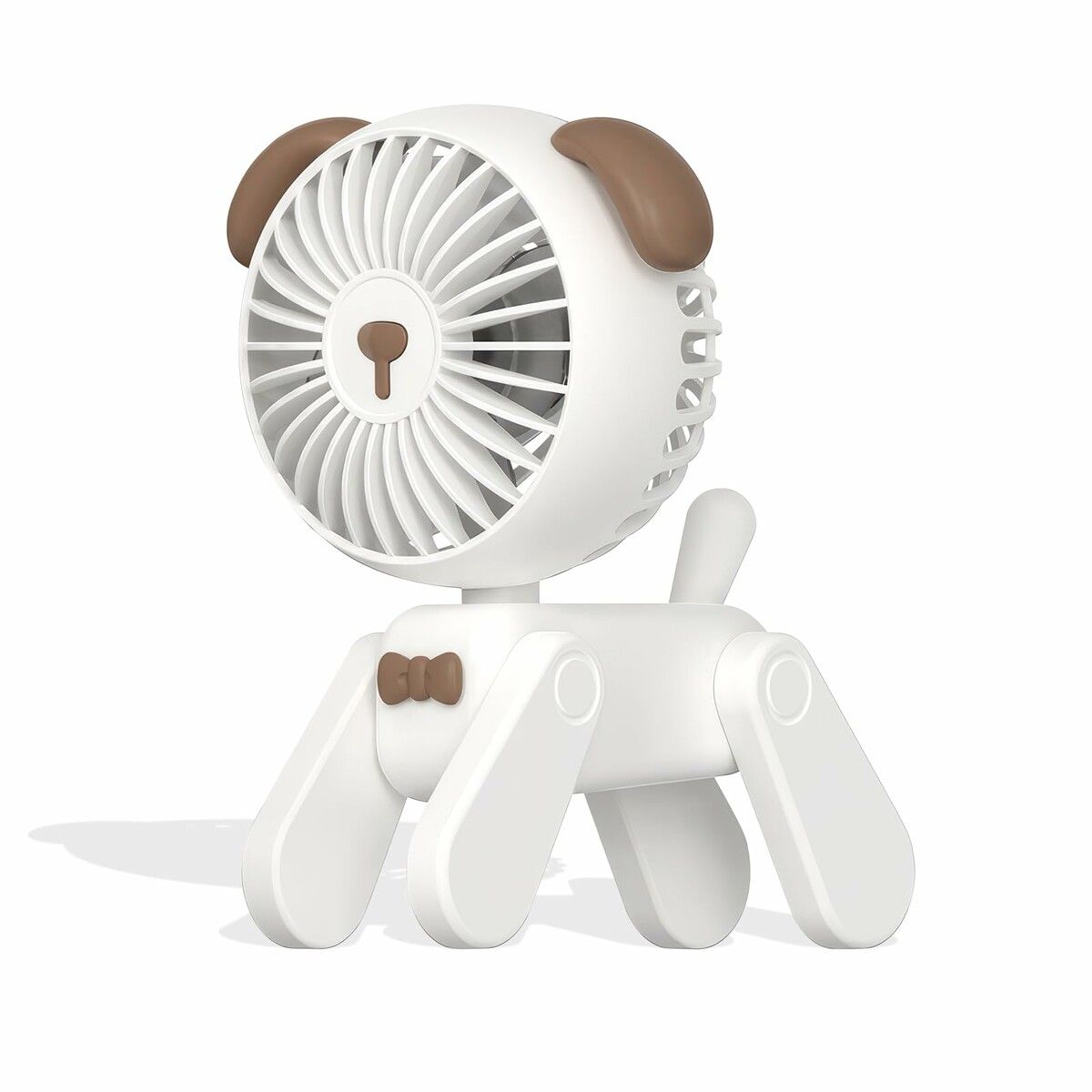7 inch Small Desk Fan USB Rechargeable Battery Foldable Fan for Grils Women with 3 Speeds Strong Wind for Home Office Outdoor Travel - White