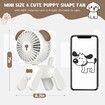 7 inch Small Desk Fan USB Rechargeable Battery Foldable Fan for Grils Women with 3 Speeds Strong Wind for Home Office Outdoor Travel - White