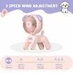 7 inch Small Desk Fan USB Rechargeable Battery Foldable Fan for Grils Women with 3 Speeds Strong Wind for Home Office Outdoor Travel - Pink
