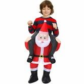 Christmas Costume Party Cosplay Mounted Cycling Santa Claus Inflatable Clothes Kids Teens  120cm-150cm