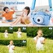 Kids Digital Camera with SD Card 32GB Portable Camera Selfie Digital Dual Lens Camera Birthday Gift for Kids (Blue)