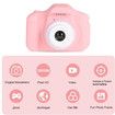 Kids Digital Camera with SD Card 32GB Portable Camera Selfie Digital Dual Lens Camera Birthday Gift for Kids (Pink)