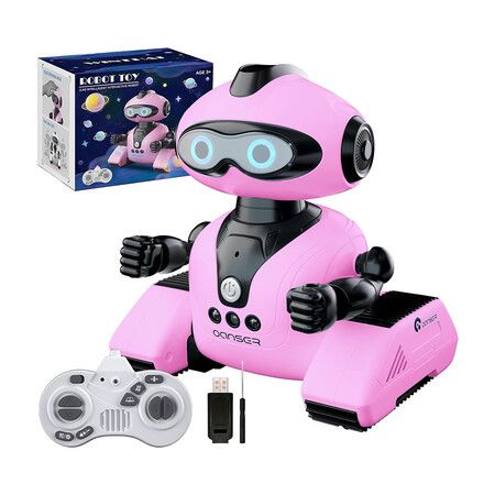 Robots Toys for Kids, 2.4Ghz Remote Control Robot Toys with Music and LED Eyes for Boys Girls 3 to 12 Year  Pink
