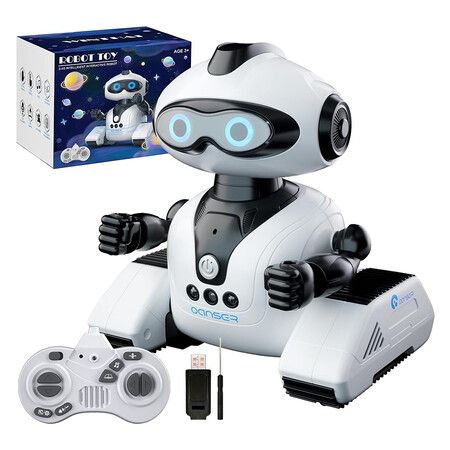Robots Toys for Kids, 2.4Ghz Remote Control Robot Toys with Music and LED Eyes for Boys Girls 3 to 12 Year  White