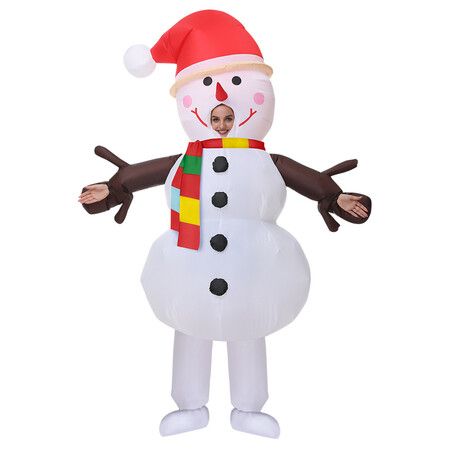 Christmas Inflatable Snowman Costume Lovely Christmas Cosplay Clothing for Carnival Masquerade Parties,Suitable for Height 150-190 CM