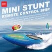 2.4GHz RC Boats Mini Double-sized Stunt Upright Remote Control Ship 360 Degree Ratation Roll wit Lights for Adults & Kids (Blue)