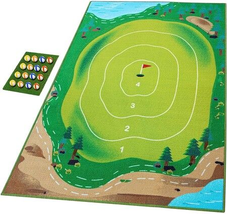 Golf Chipping Game - Indoor Outdoor Golf Games for Adults, Large Golf Chipping Game Mat with Chipping Mat and 16 Grip Balls, Golf Game for Home Backyard Office