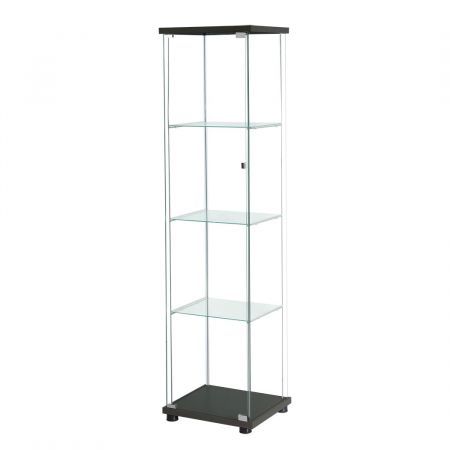 Stacked Display Storage Cabinet Glass Lockable 164cm with 4 Tier Shelves Floor
