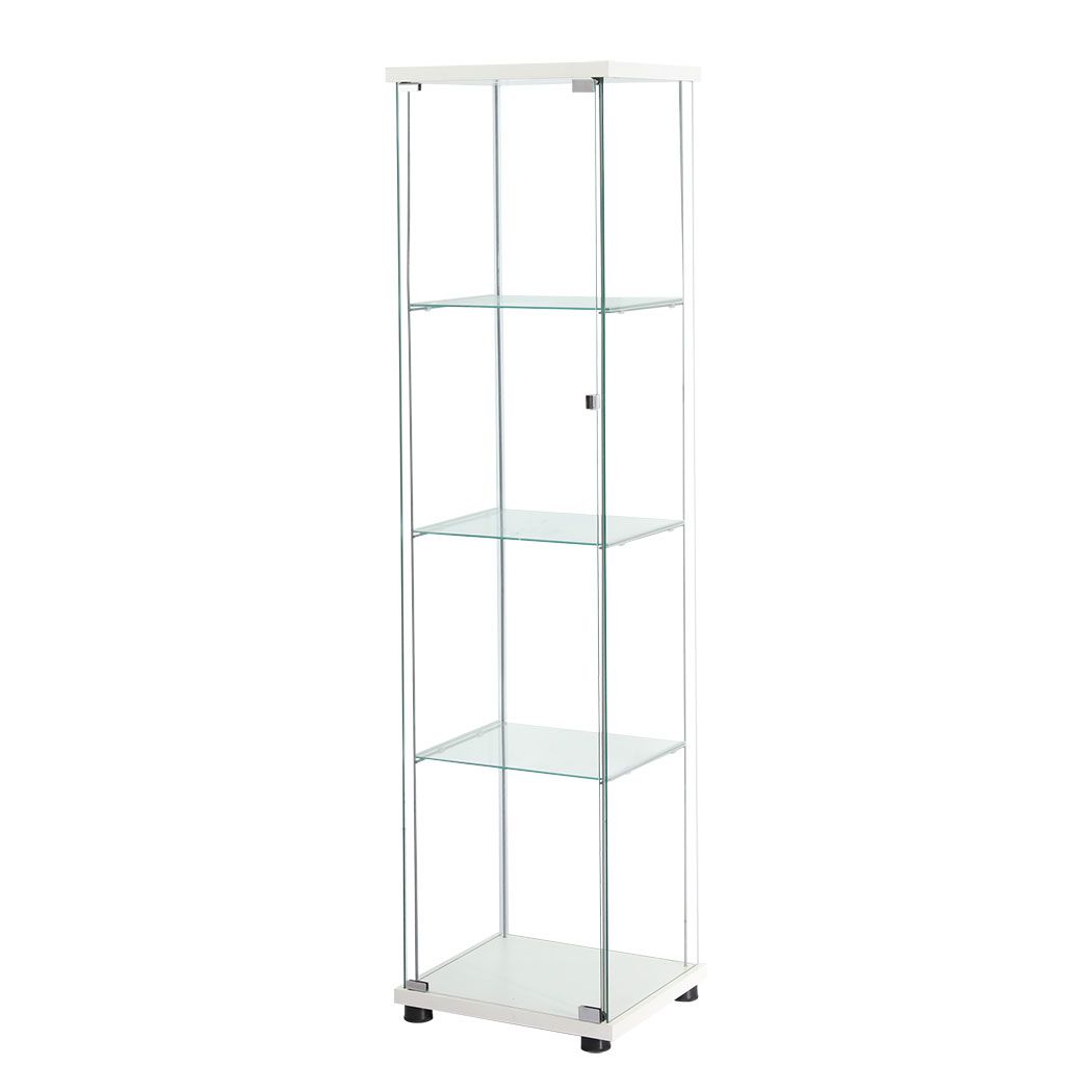 Stacked Display Cabinet Tempered Glass  4 Tier Shelves Lockable Magnetic Door