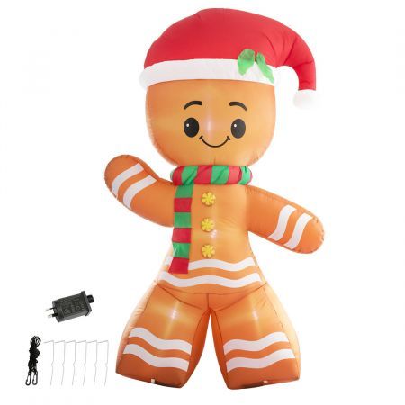 Santaco Christmas Inflatable Gingerbread Man 2.4M Xmas Decor LED Lights Outdoor