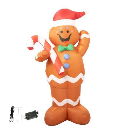 Santaco Christmas Inflatable Gingerbread Man 1.5M Xmas Decor LED Lights Outdoor